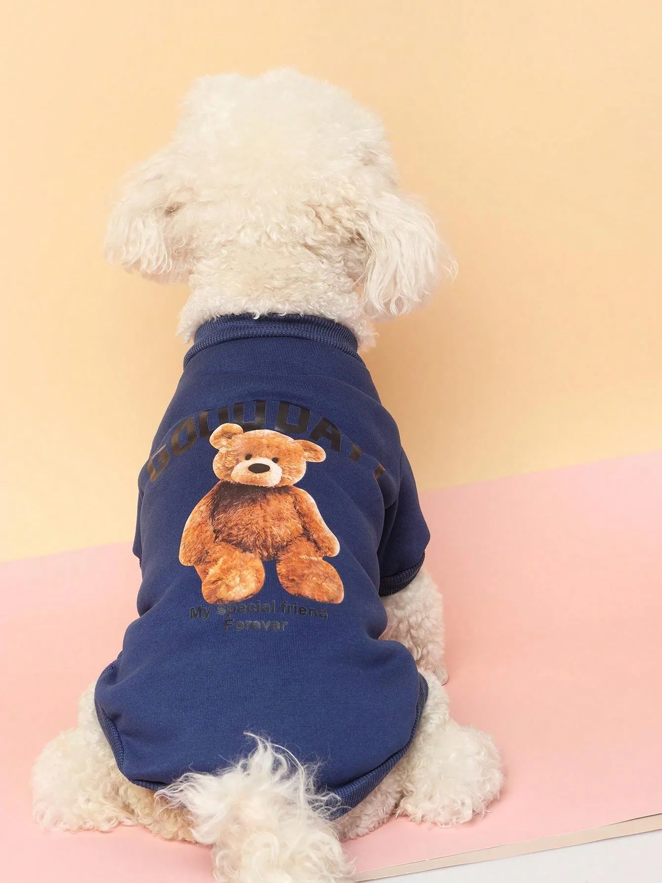 1pc Polyester Two-Leg Thin Fleece Comfortable Breathable Lovely Bear Pattern Round Neck Fall/Winter Sweatshirt For Small Dogs And Cats Indoor/Outdoor Use(Tips: Size May Be Smaller. We Suggest Choosing 1-2 Sizes Up.)