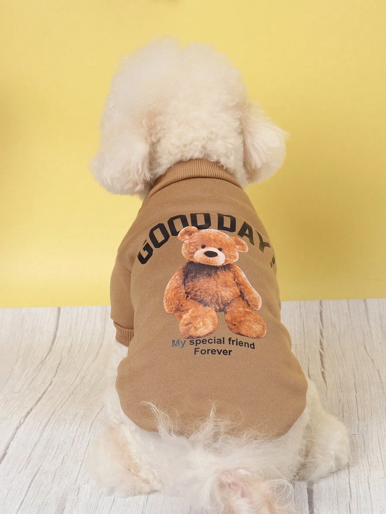 1pc Polyester Two-Leg Thin Fleece Comfortable Breathable Lovely Bear Pattern Round Neck Fall/Winter Sweatshirt For Small Dogs And Cats Indoor/Outdoor Use(Tips: Size May Be Smaller. We Suggest Choosing 1-2 Sizes Up.)