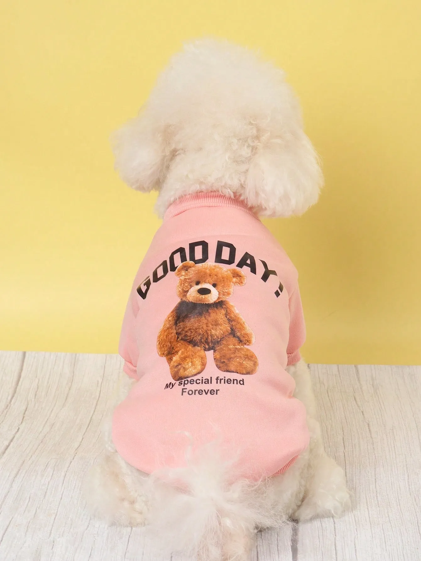 1pc Polyester Two-Leg Thin Fleece Comfortable Breathable Lovely Bear Pattern Round Neck Fall/Winter Sweatshirt For Small Dogs And Cats Indoor/Outdoor Use(Tips: Size May Be Smaller. We Suggest Choosing 1-2 Sizes Up.)