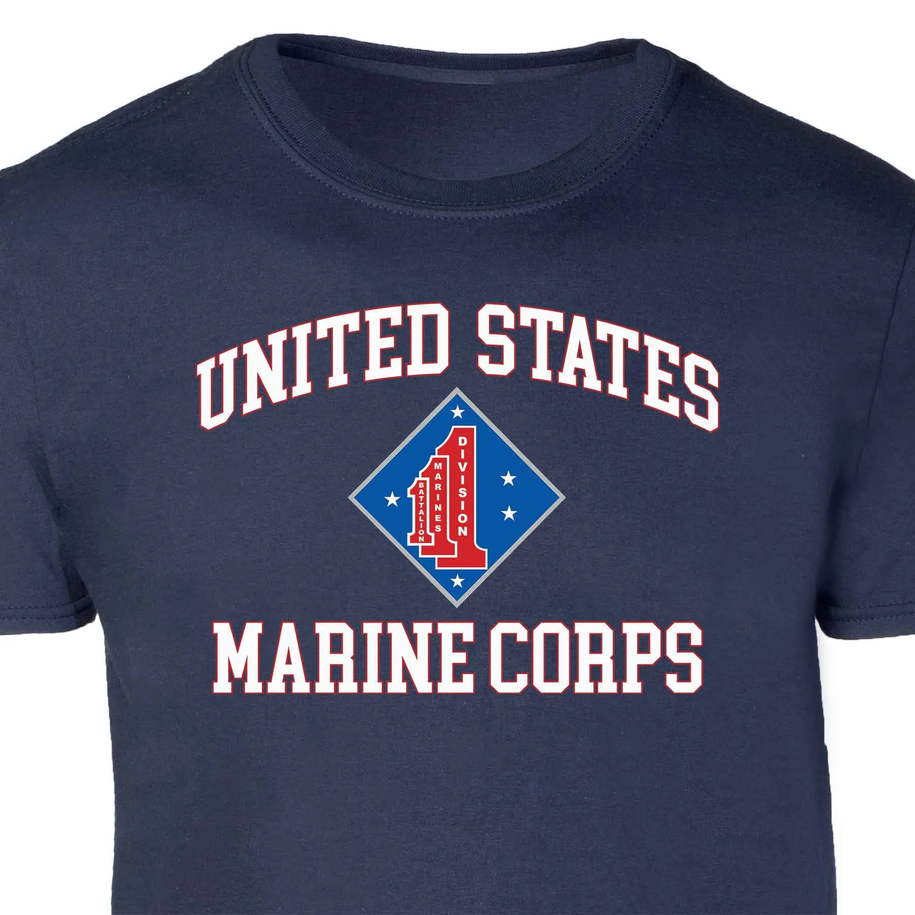 1st Battalion 1st Marines USMC  Patch Graphic T-shirt