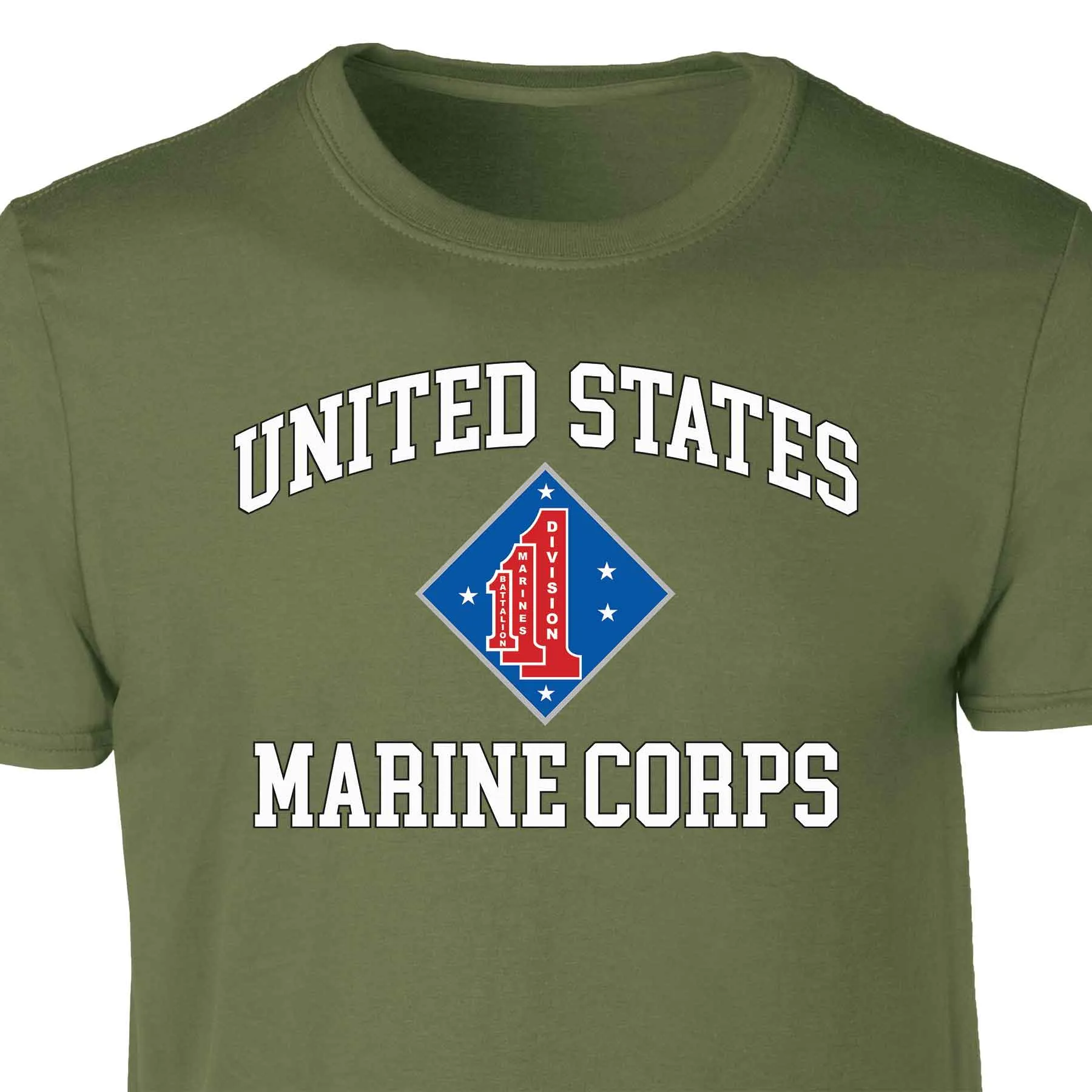 1st Battalion 1st Marines USMC  Patch Graphic T-shirt