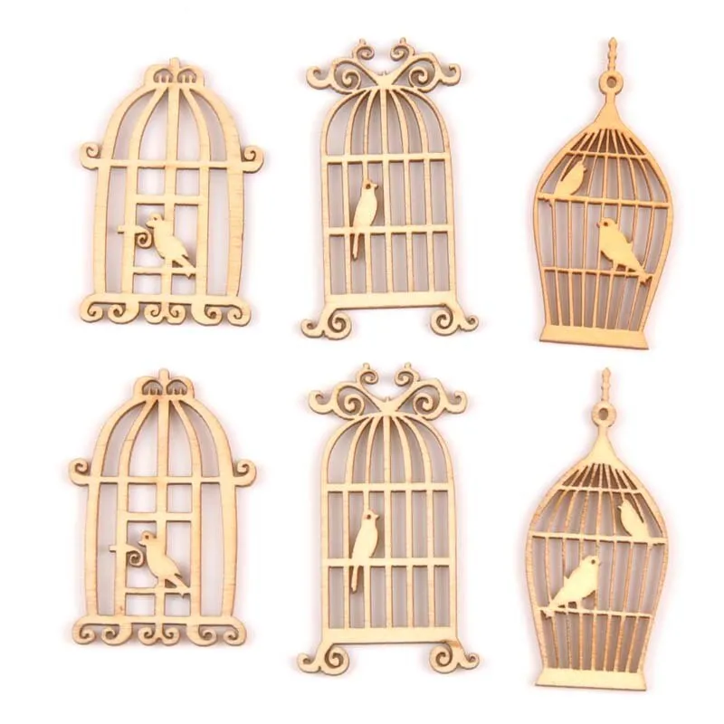 24Pcs Birdcage Natural Wooden Scrapbooking Craft For Embellishments Handmade Diy Handicraft Decor 35