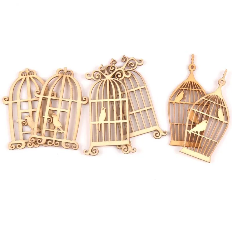 24Pcs Birdcage Natural Wooden Scrapbooking Craft For Embellishments Handmade Diy Handicraft Decor 35