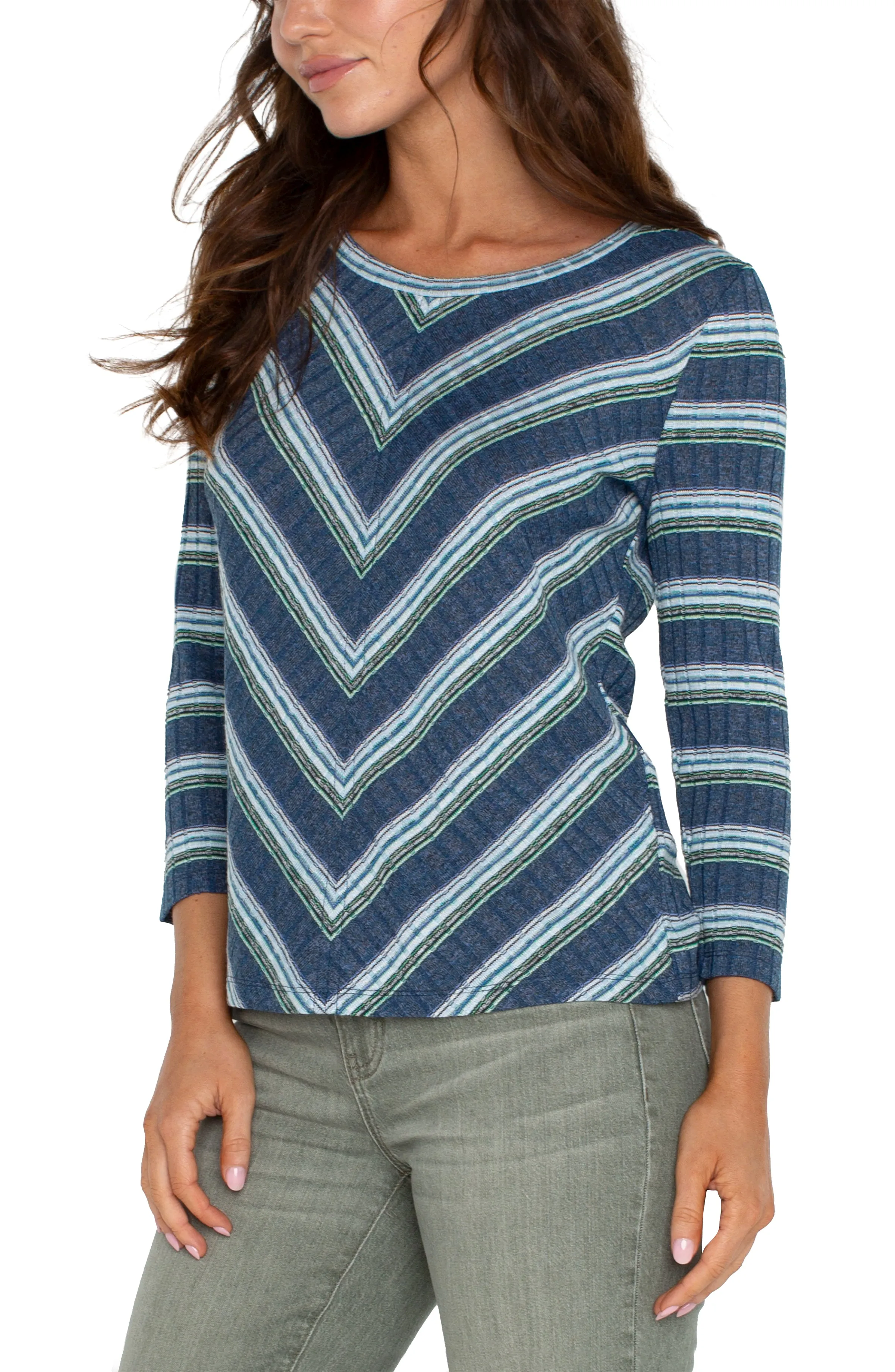 3/4 SLEEVE SCOOP NECK KNIT TOP