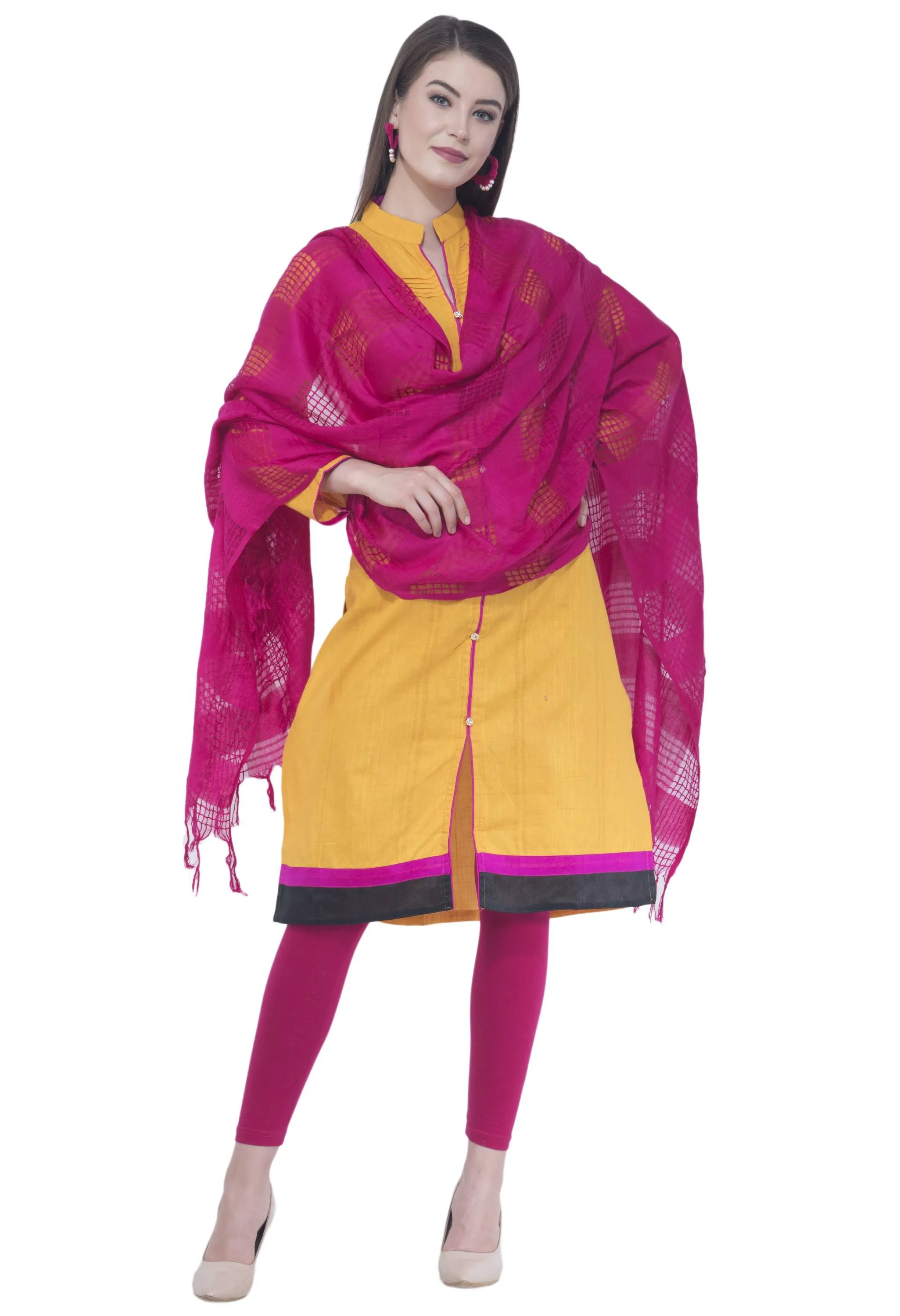 A R SILK Magenta Color Window Square Dupattas and Chunnis