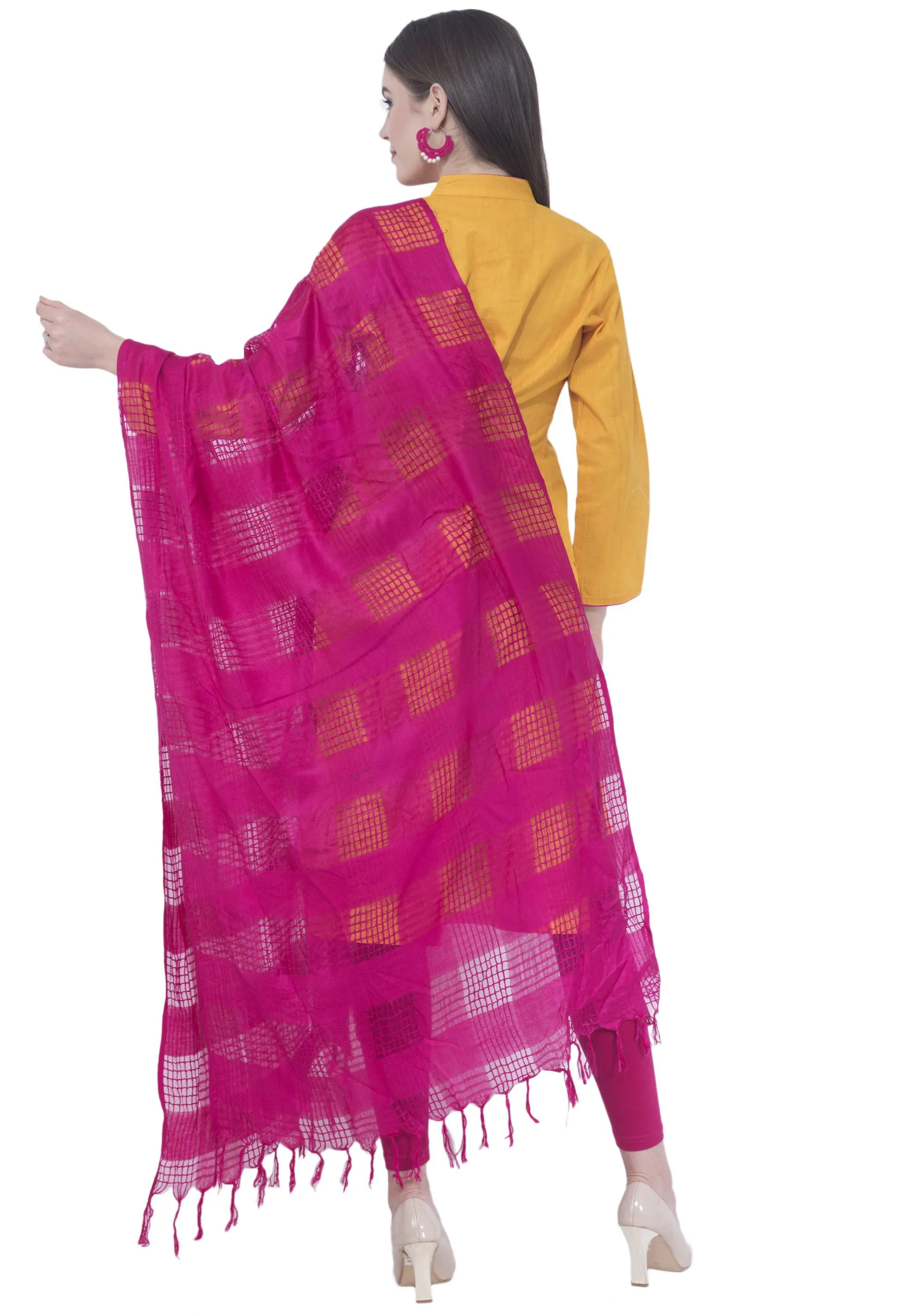 A R SILK Magenta Color Window Square Dupattas and Chunnis