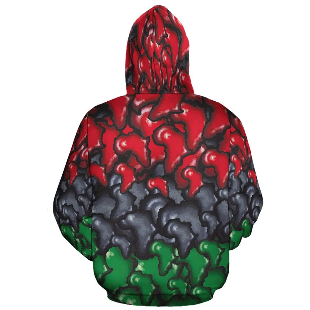 Africa-Shaped In Pan-African Colors All-over Hoodie