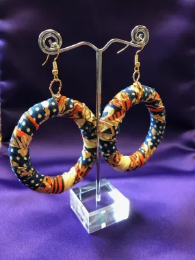 African Hoops in Purple Ankara Print - Up cycled Zero Waste Earrings