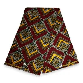 African print fabric - Exclusive Embellished Glitter effects 100% cotton - KT-3119 Gold Maroon