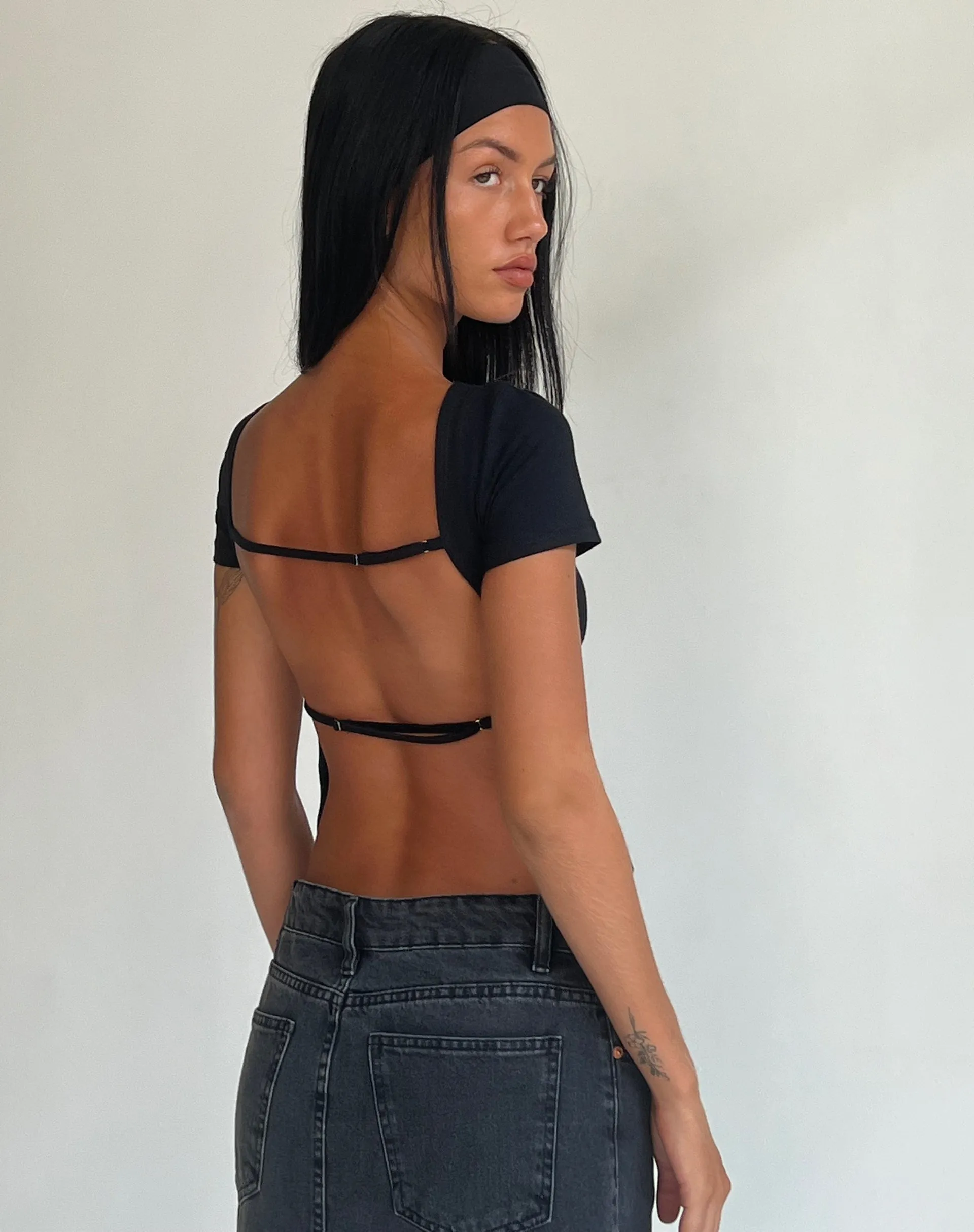 Anita Open Back Top in Black