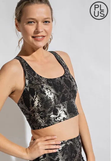 Antique Black Foil Snake Print Bralette