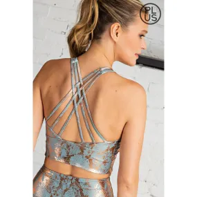 Antique Sage Foil Snake Print Bralette