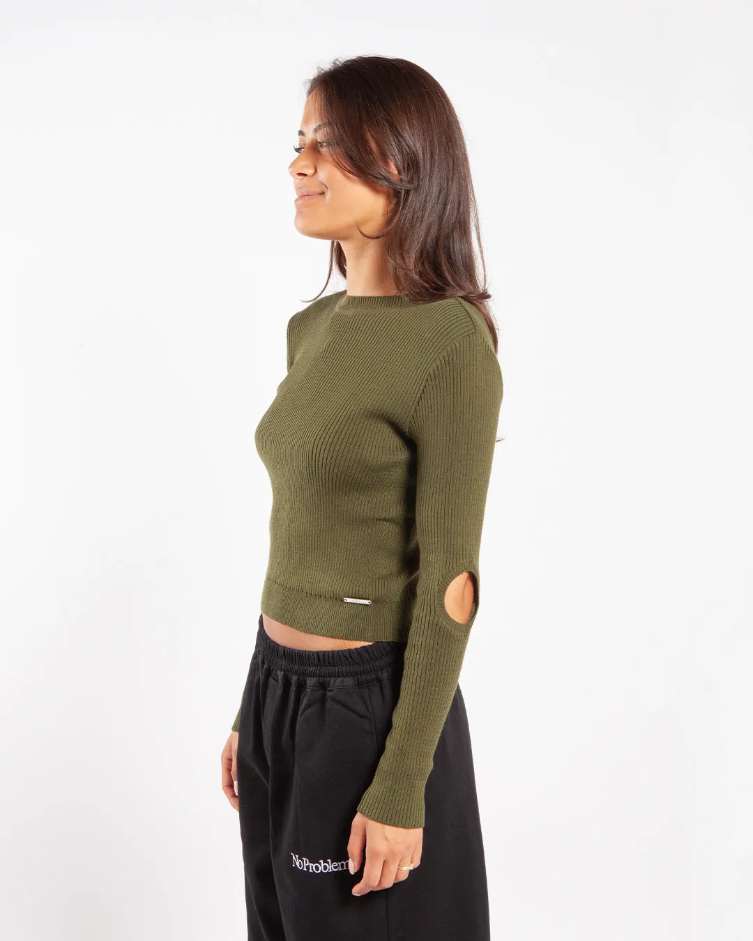 Aries Holey Shrunken Knit Olive