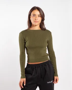 Aries Holey Shrunken Knit Olive