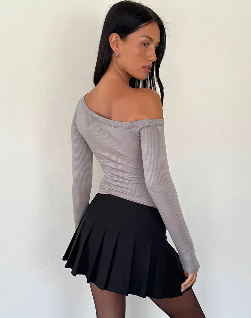 Ashia Asymmetrical Long Sleeve Top in Elephant Grey