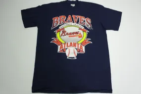 Atlanta Braves National League 1991 Vintage Logo 7 Single Stitch 90's MLB Baseball T-Shirt