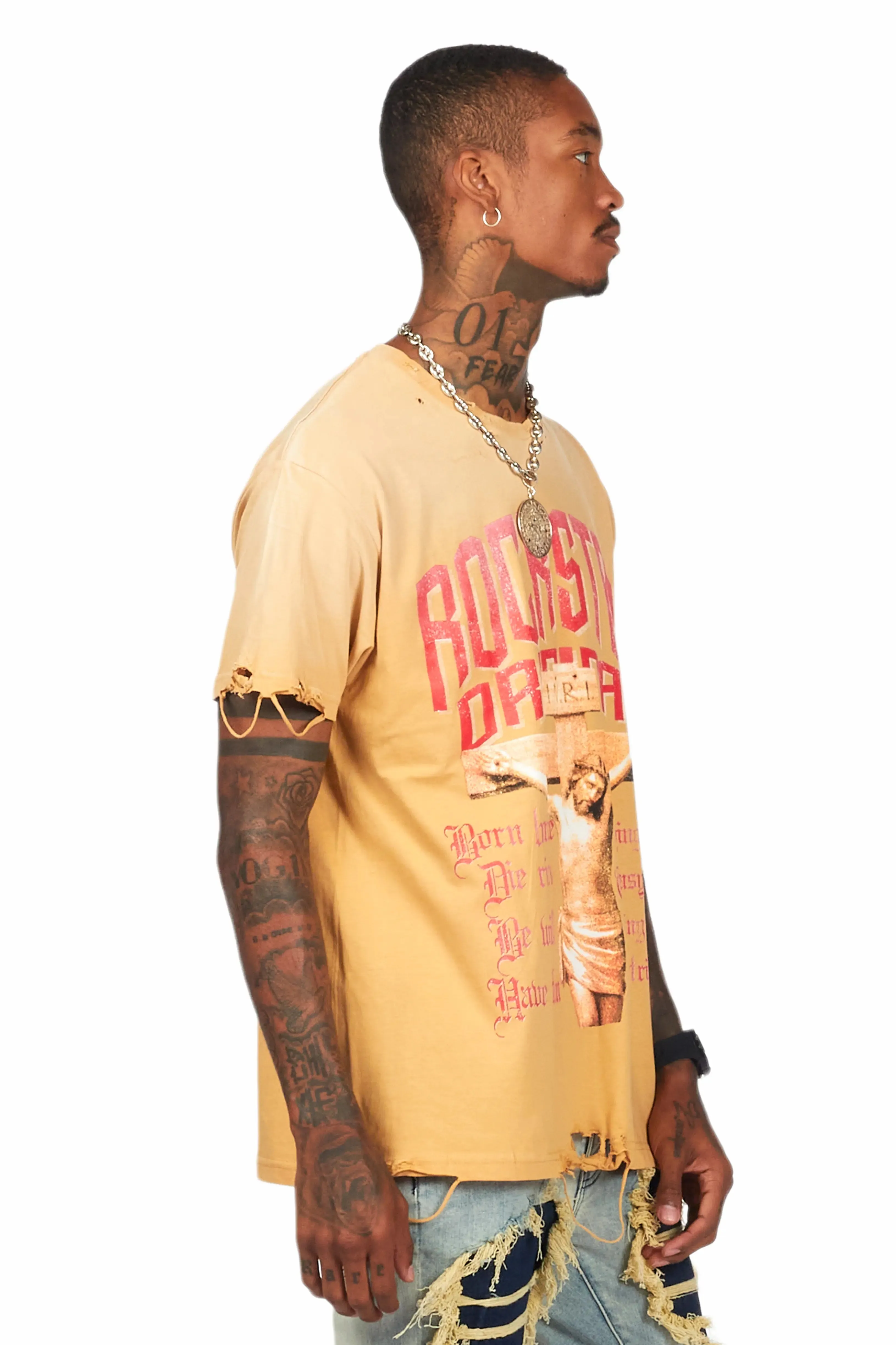 Awready Beige Oversized Graphic T-Shirt