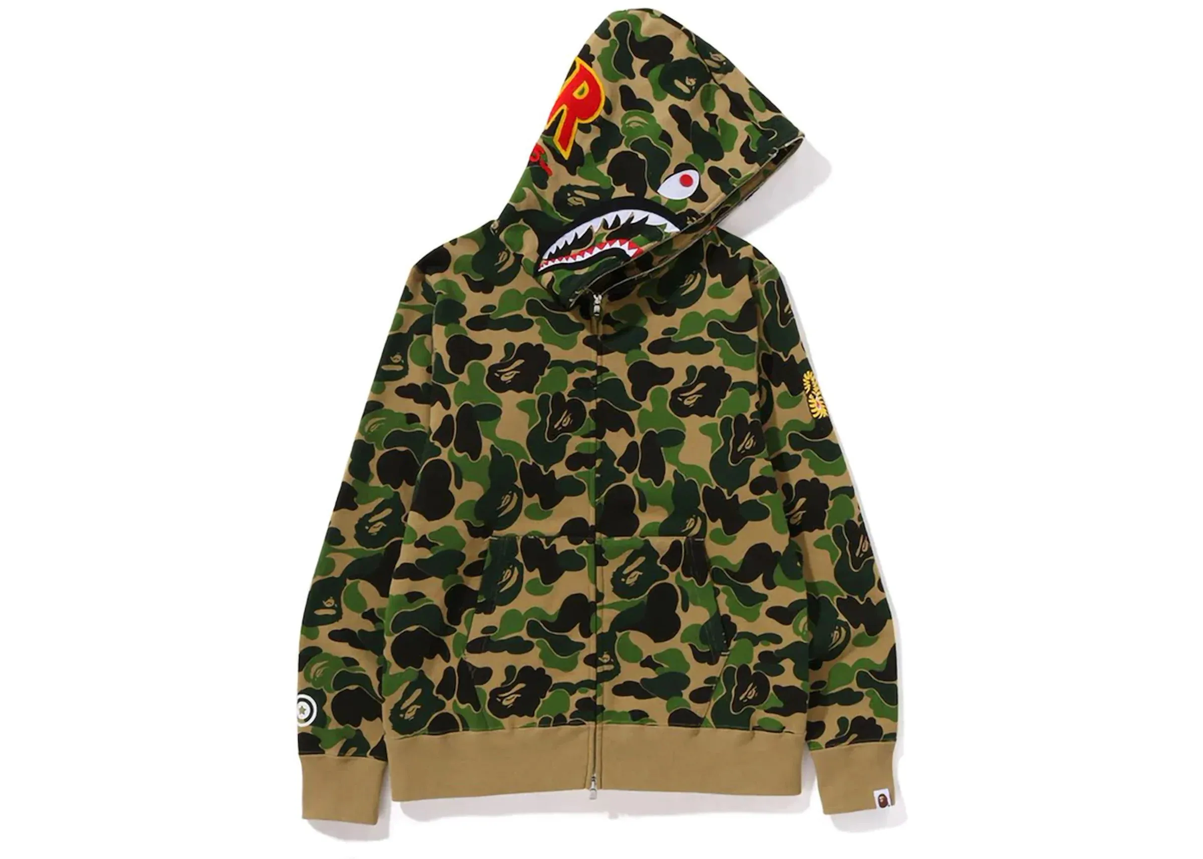 Bape ABC Camo Shark PONR Full Zip Hoodie 'Green'