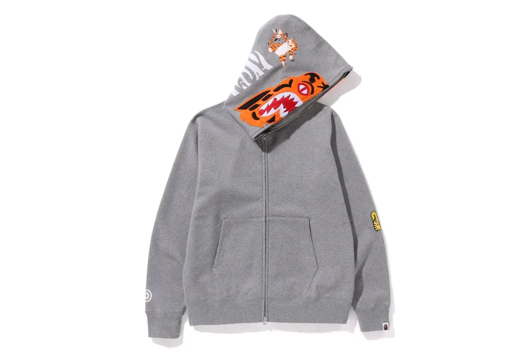 Bape Tiger Full Zip Colour Embroidery Hoodie 'Grey'