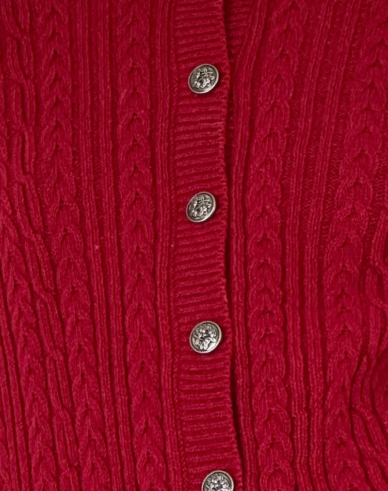 Bavana Cardigan in Deep Red