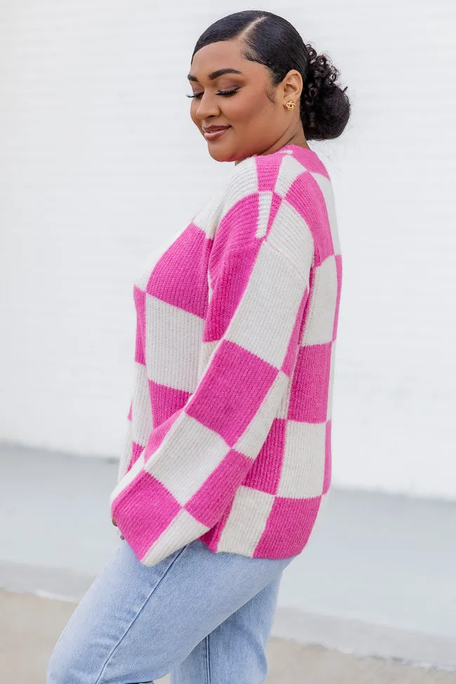 Best Behavior Pink Checkered Sweater DOORBUSTER