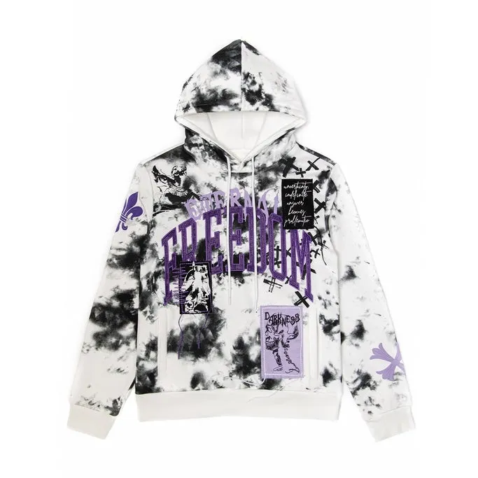 Big and Tall Tie-Dye Fashion Hoodie - Cloud Black