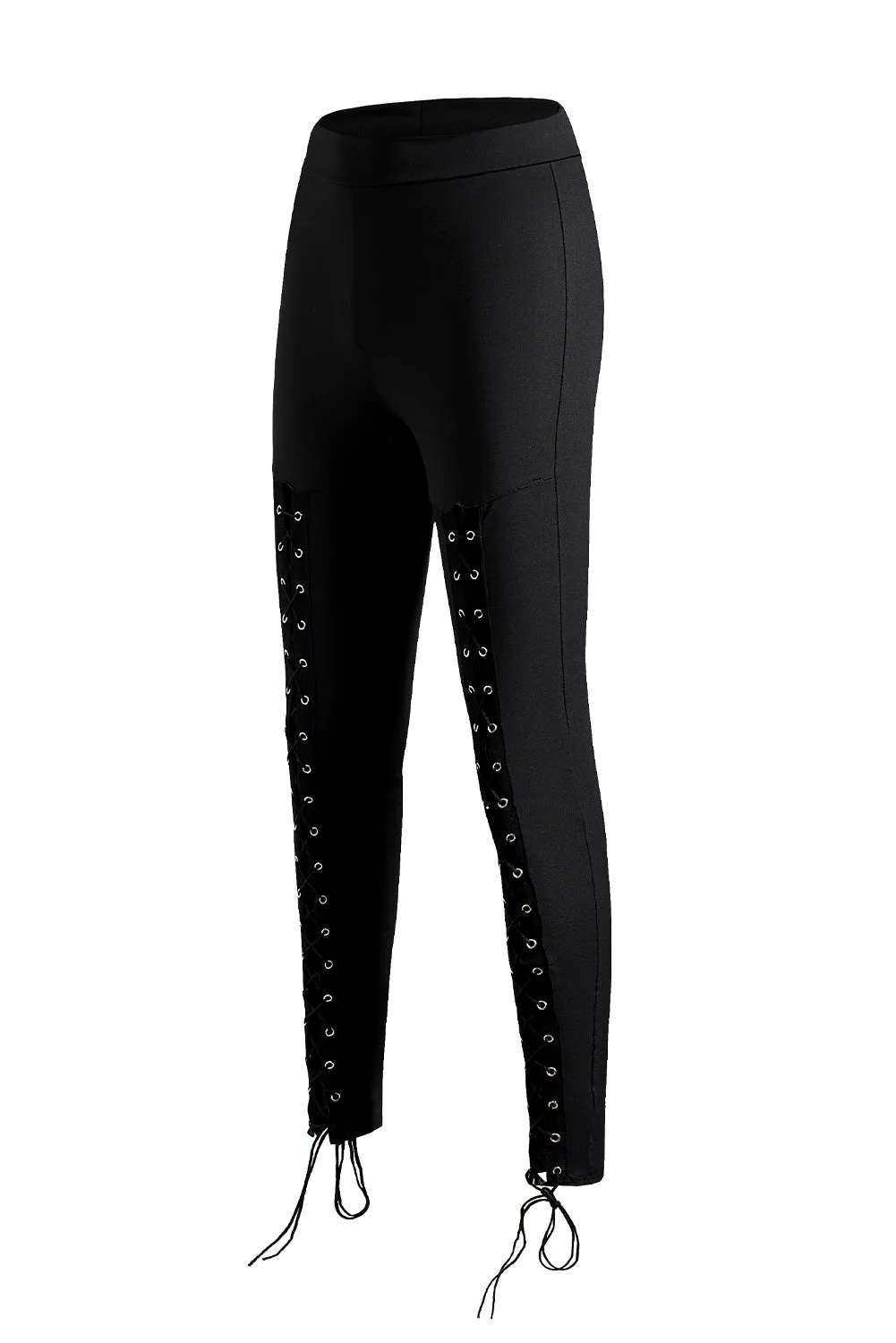 Black Front Lace Up Leggings