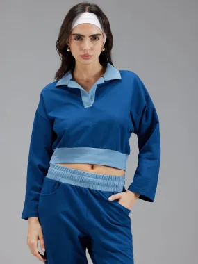 Blue Boxy Polo Sweatshirt