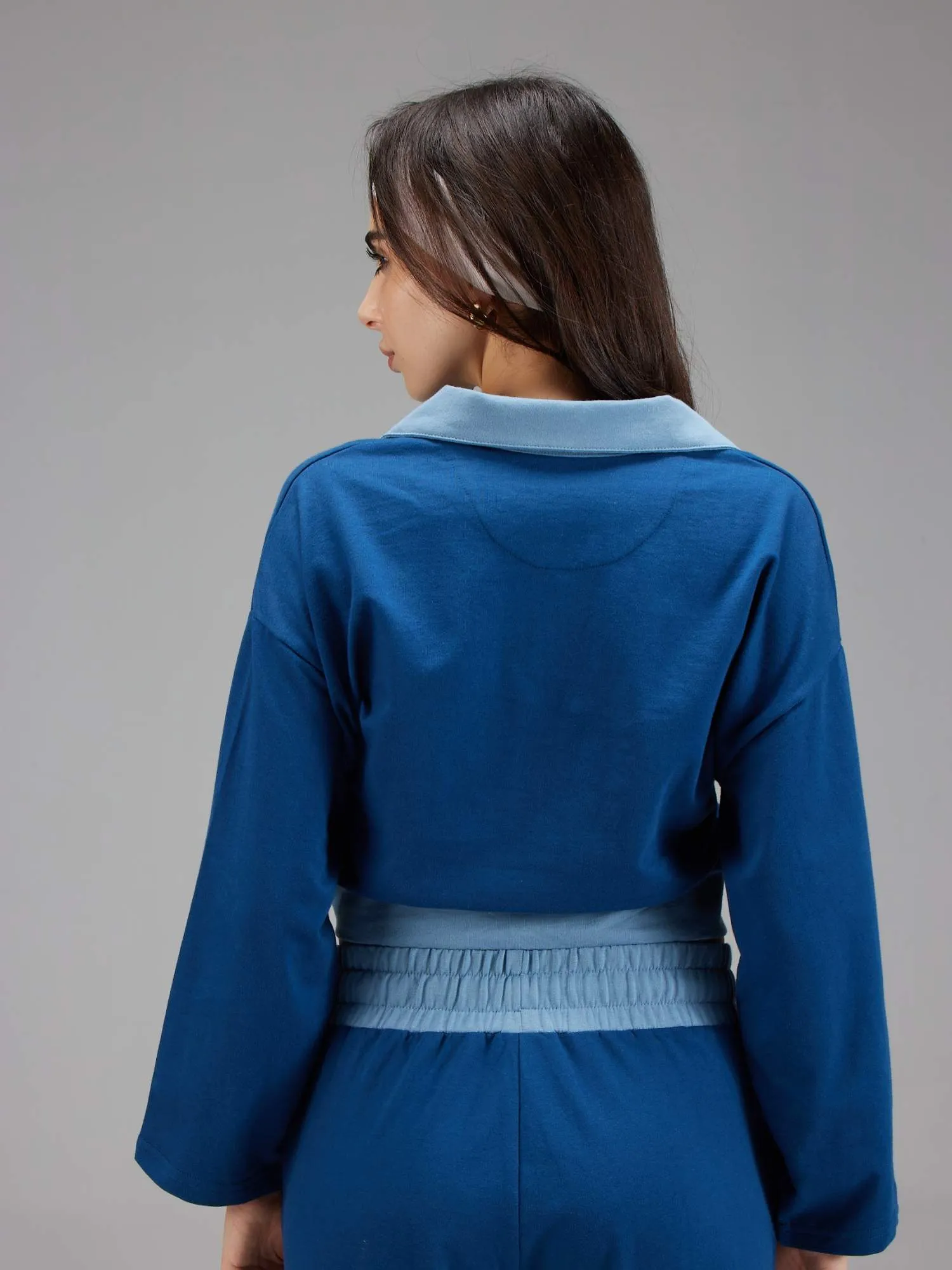 Blue Boxy Polo Sweatshirt