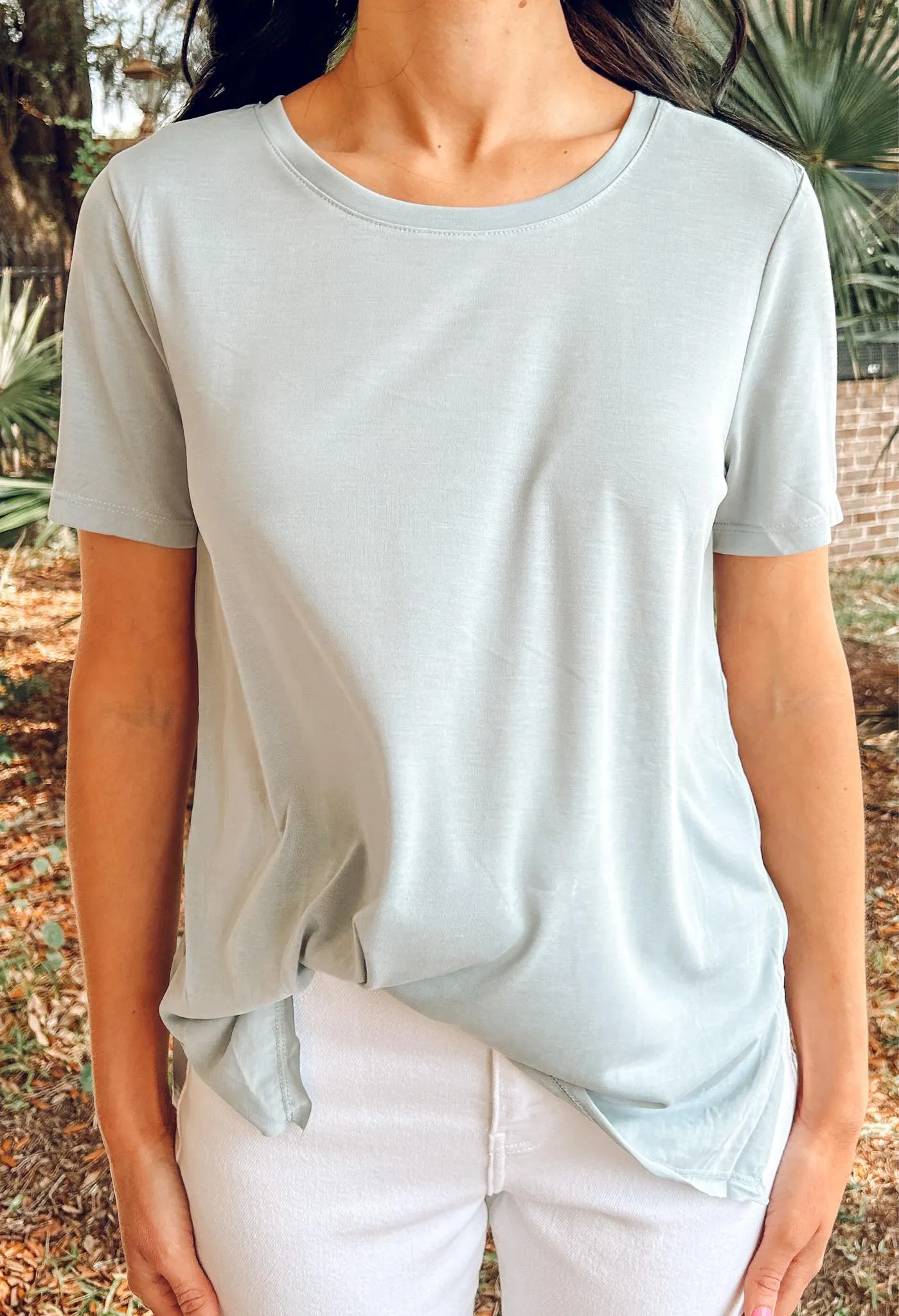 Boat Neck Basic Tee | Blue