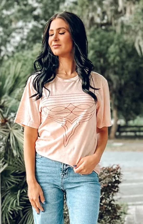 Boot Stitch Graphic Tee | Pink