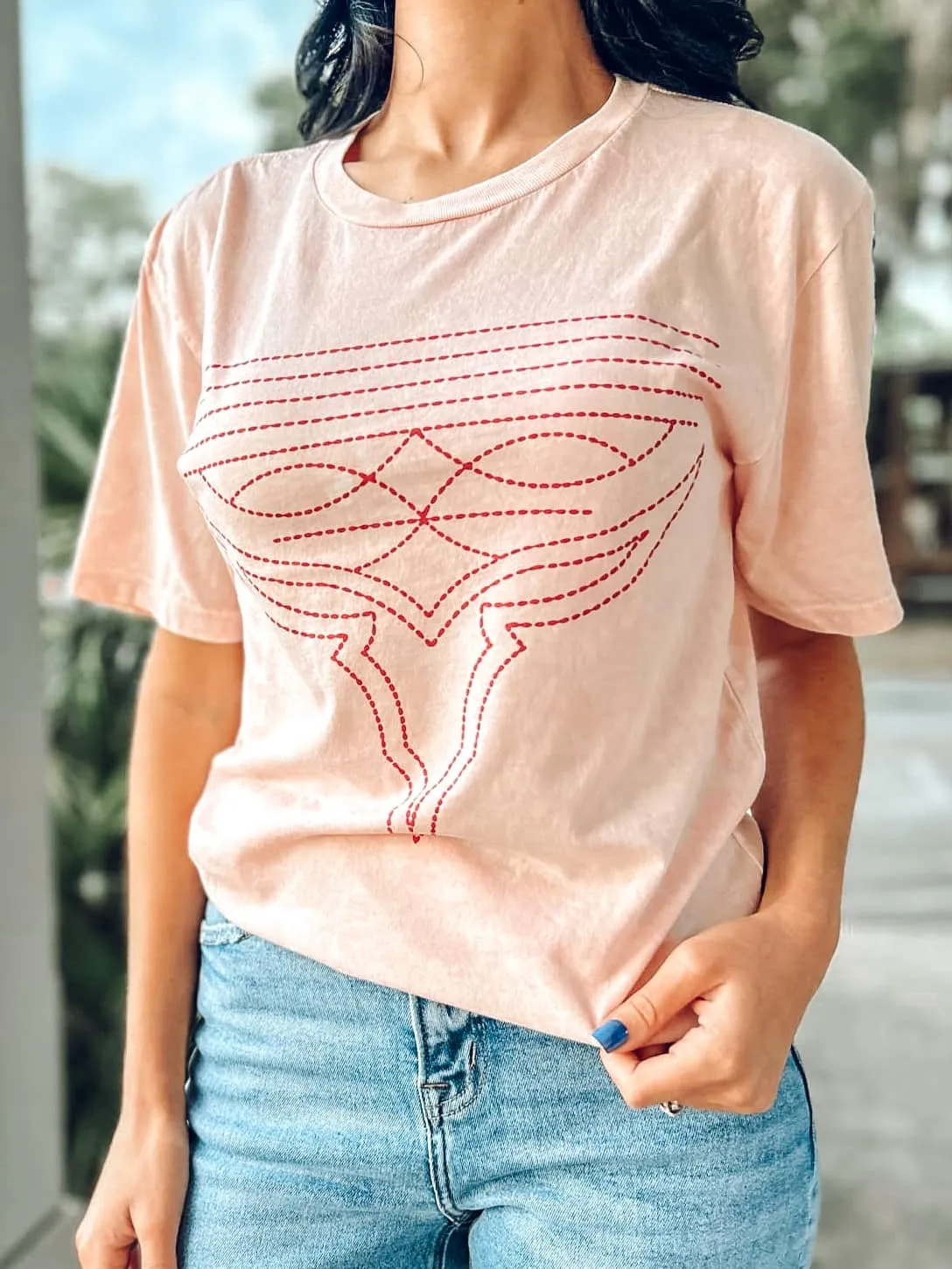 Boot Stitch Graphic Tee | Pink