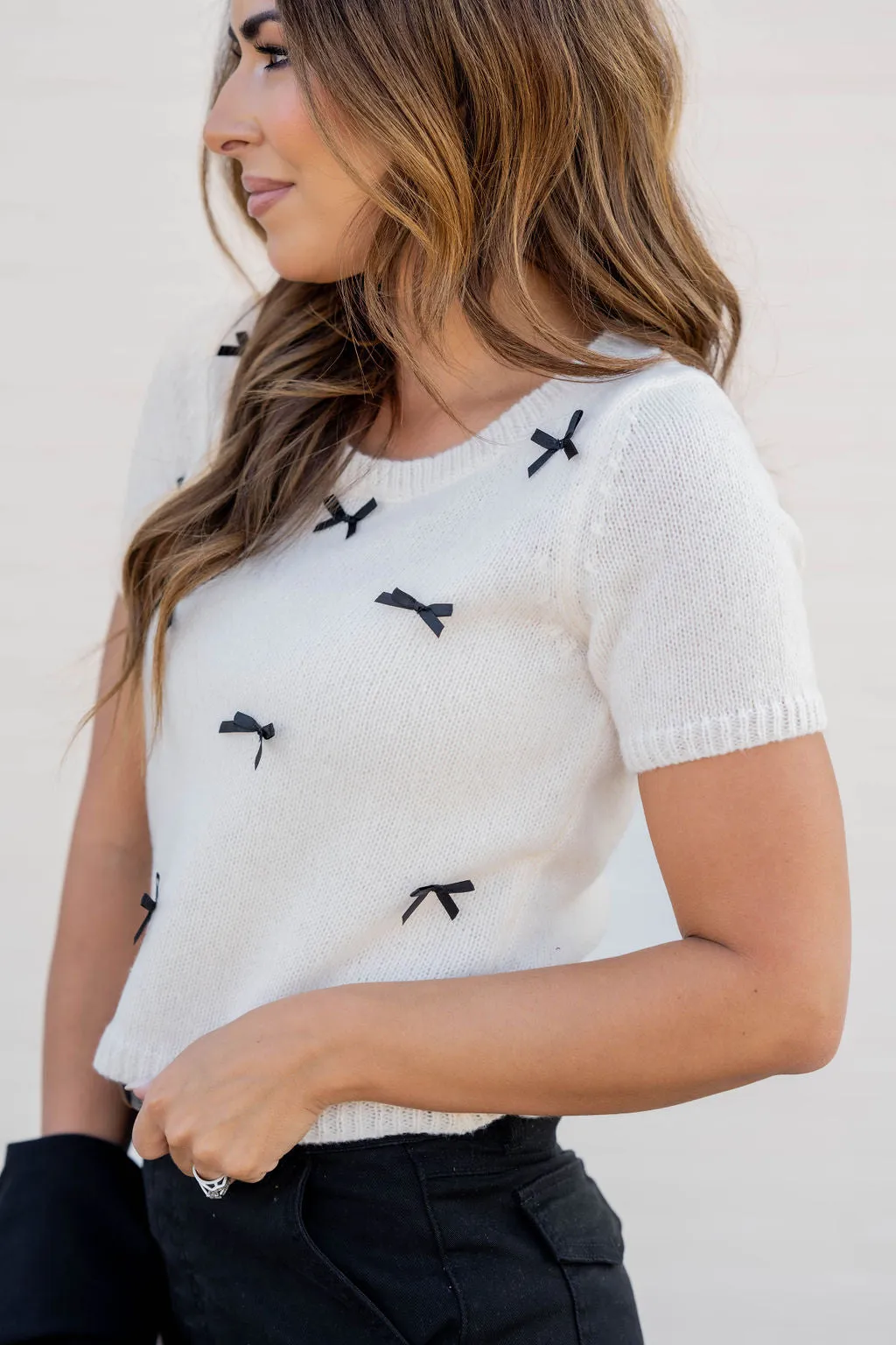 Bow Accented Knit Tee