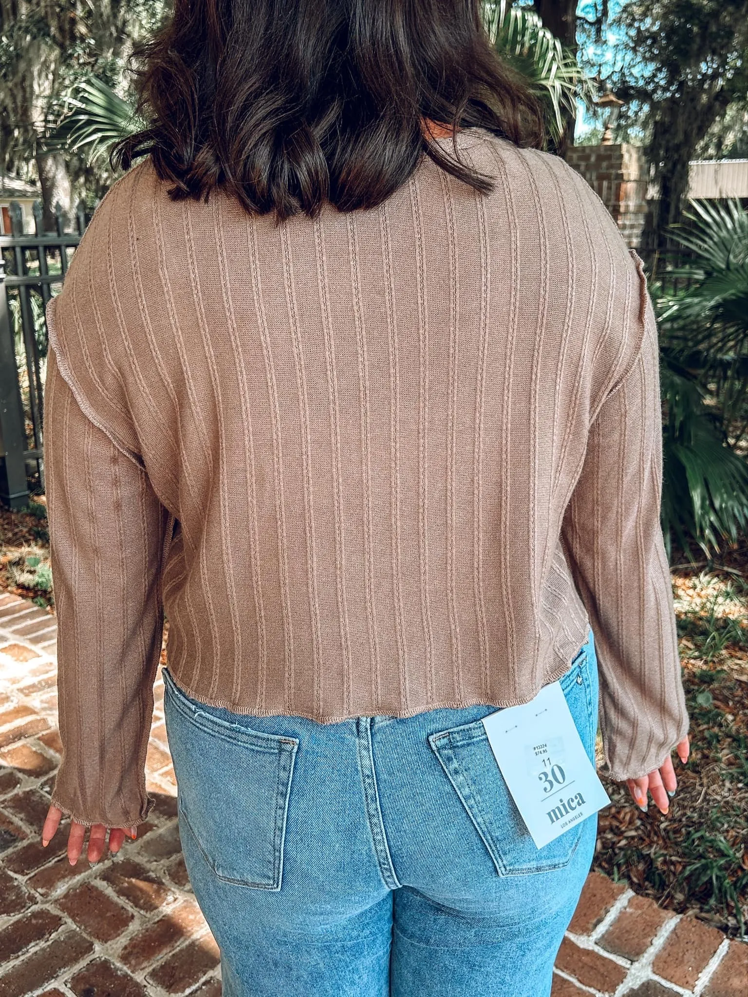 Boxy Ribbed Crop | Taupe