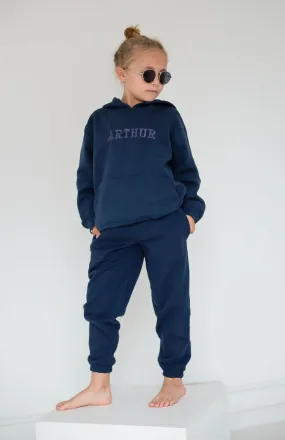 Boys Navy Hooded Tracksuit