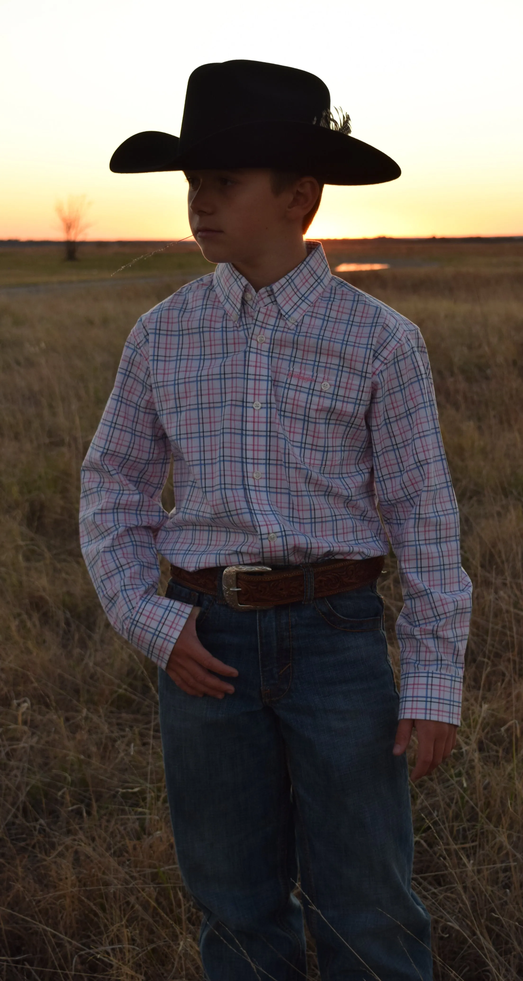 Boys' Tough Enough To Wear Pink Long Sleeve Pink/Blue Shirt