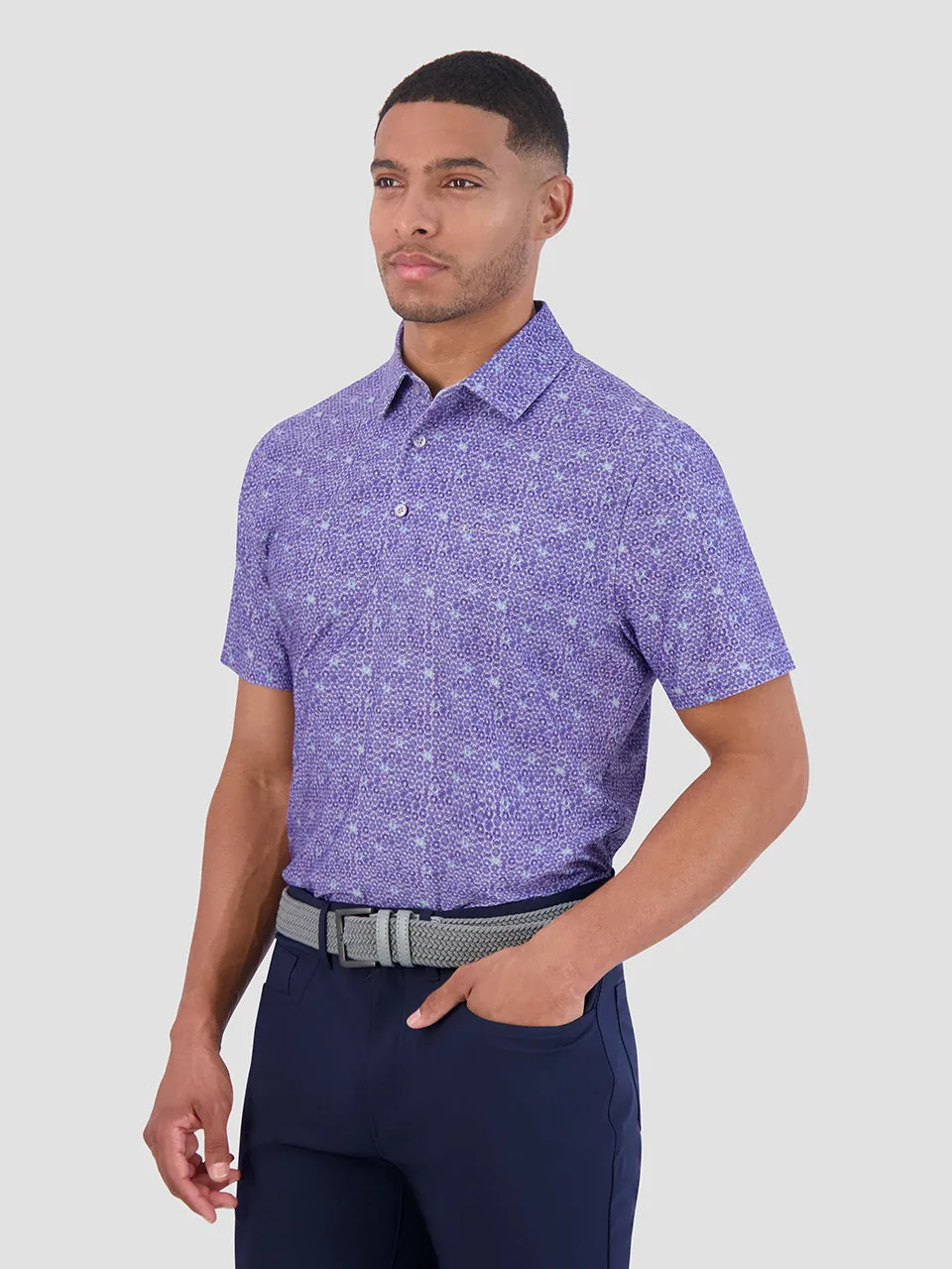 Broken Record Tech Jersey Sports Fit Polo - Orchid