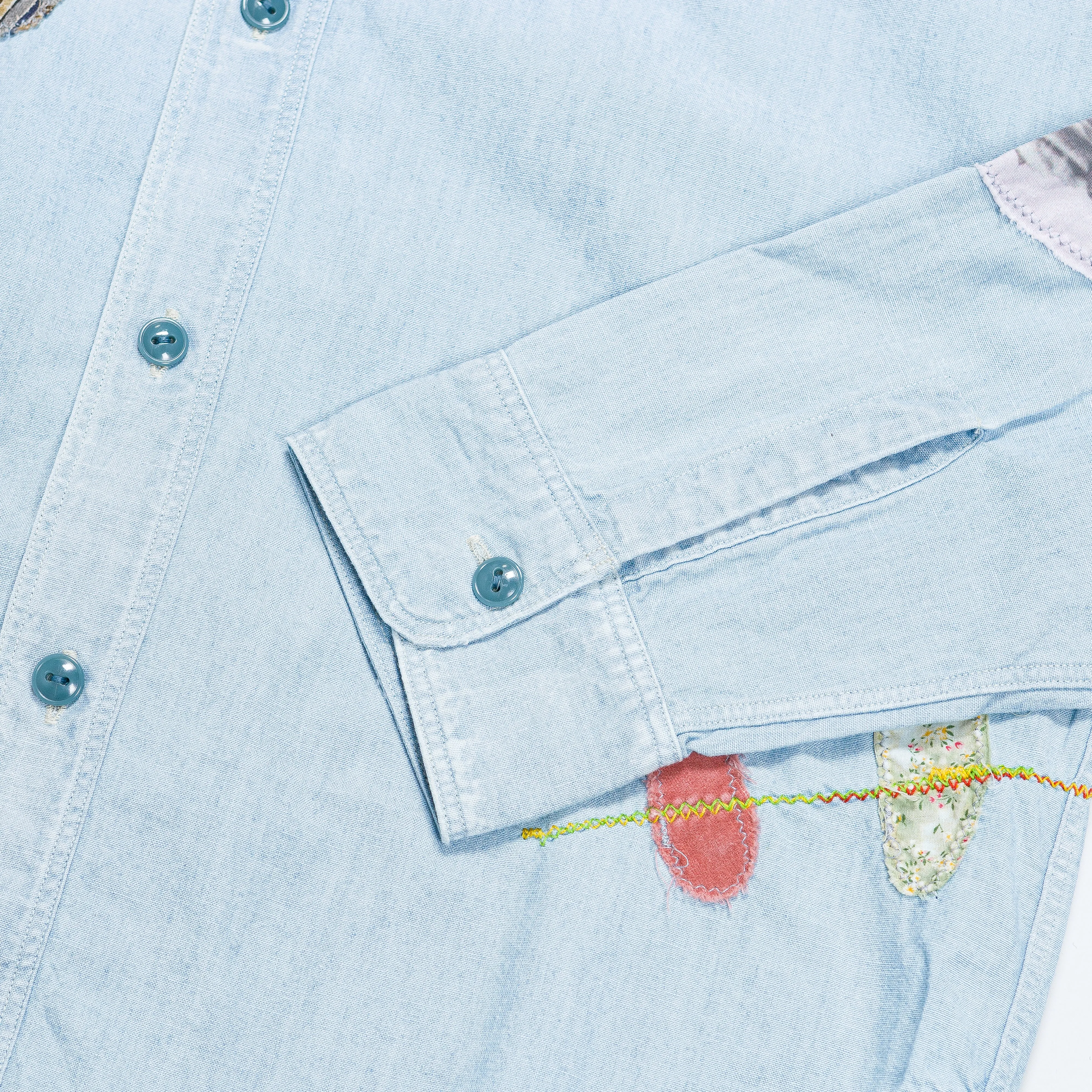 Chambray WORK Shirt (HIPPIE PATCH REMAKE) - Sax