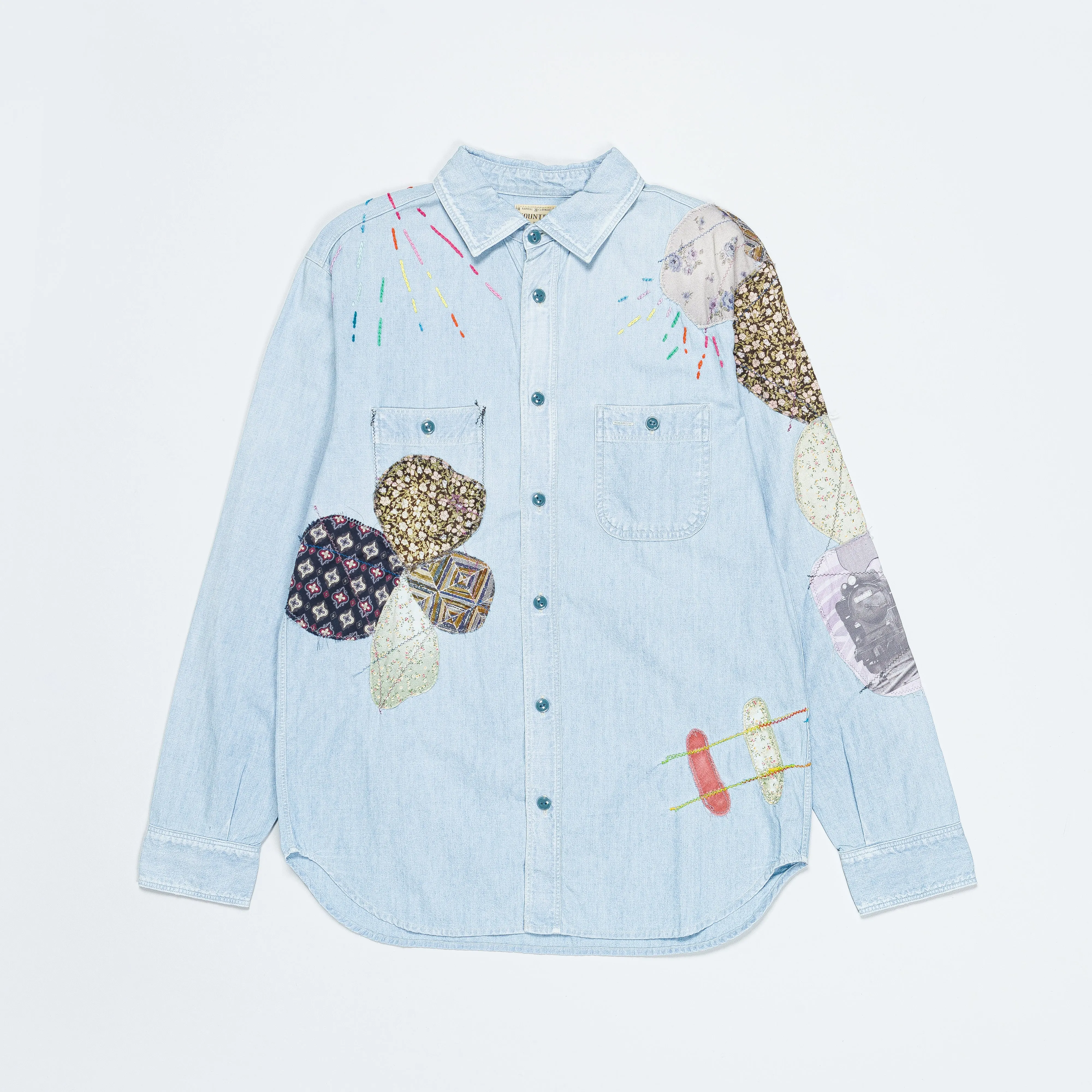 Chambray WORK Shirt (HIPPIE PATCH REMAKE) - Sax