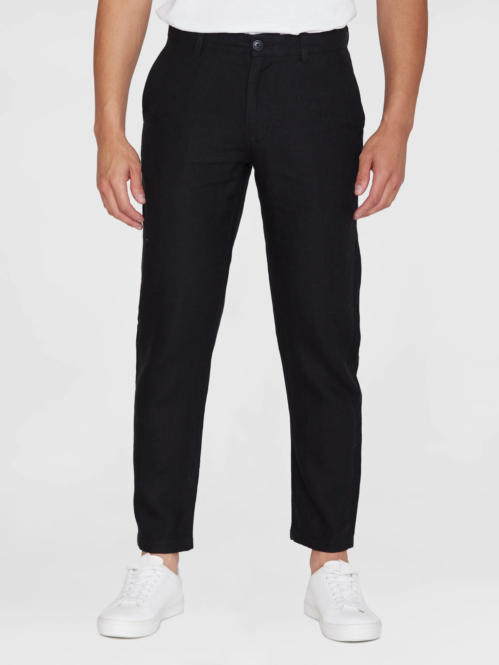 CHUCK regular linen pants - GOTS/Vegan - Black Jet