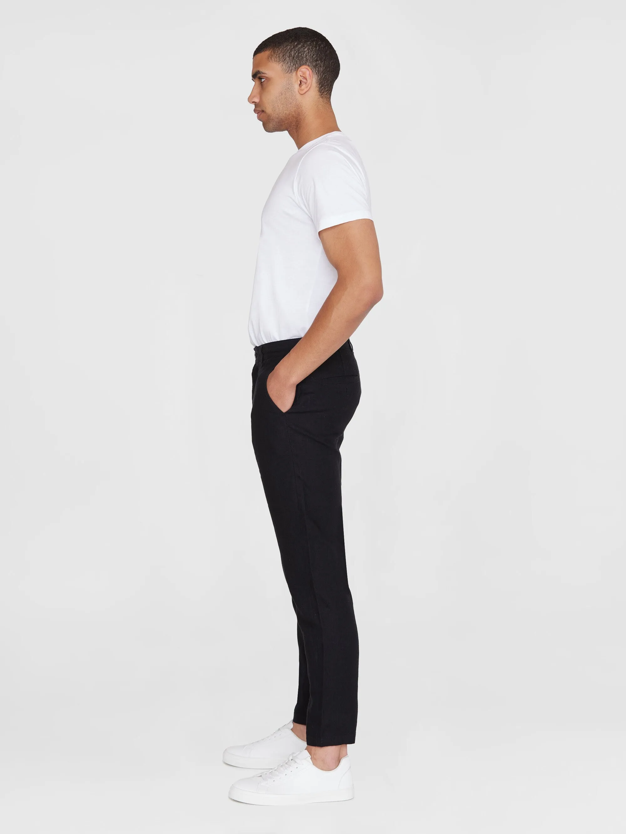 CHUCK regular linen pants - GOTS/Vegan - Black Jet