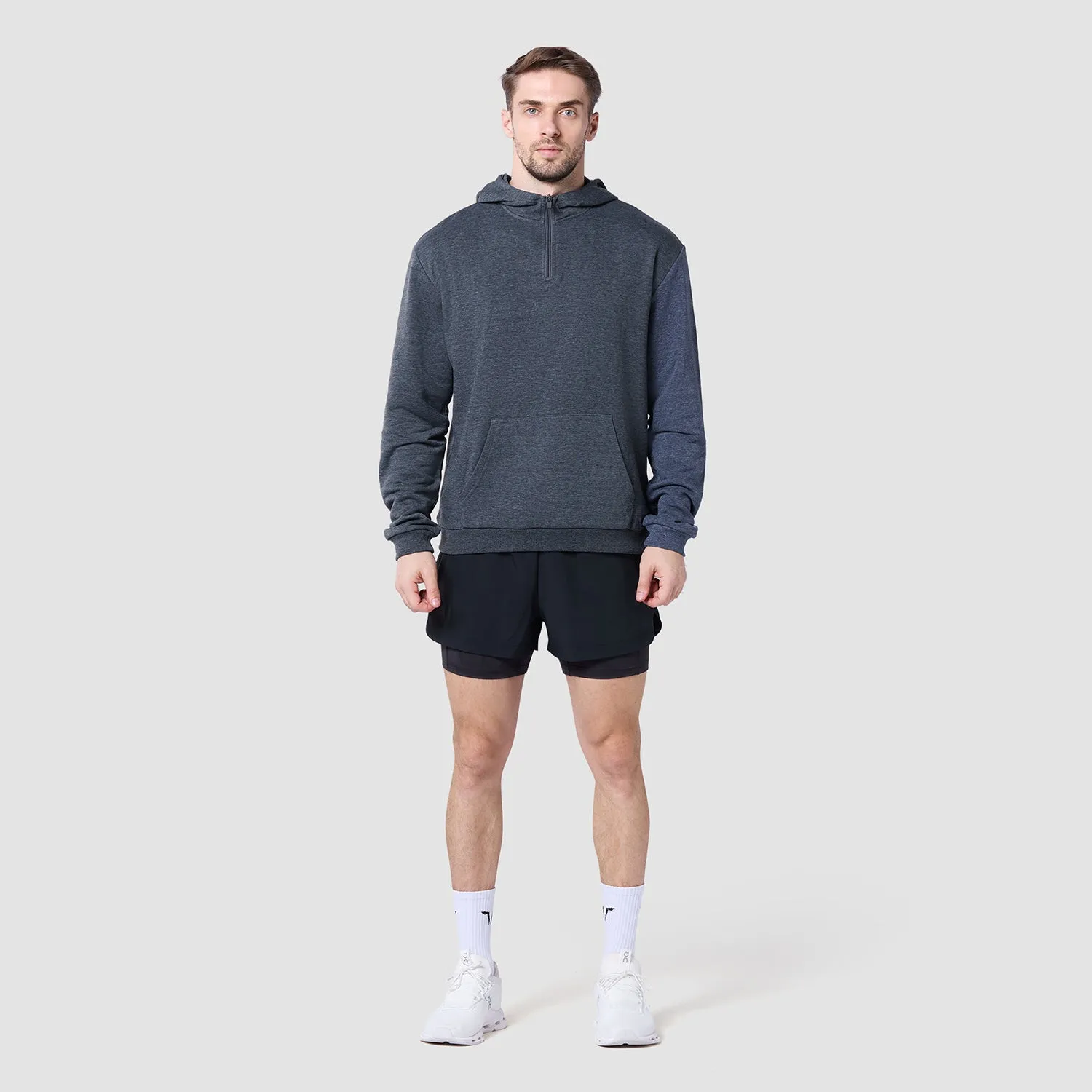 Core Split Hoodie - Black & Navy Marl