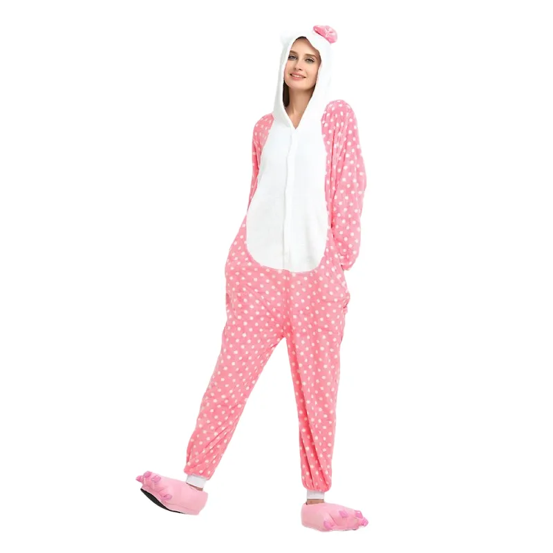 Dotted Pink Hello Kitty Adult Onesie