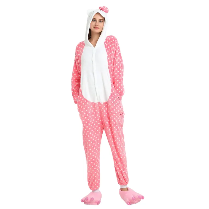 Dotted Pink Hello Kitty Adult Onesie