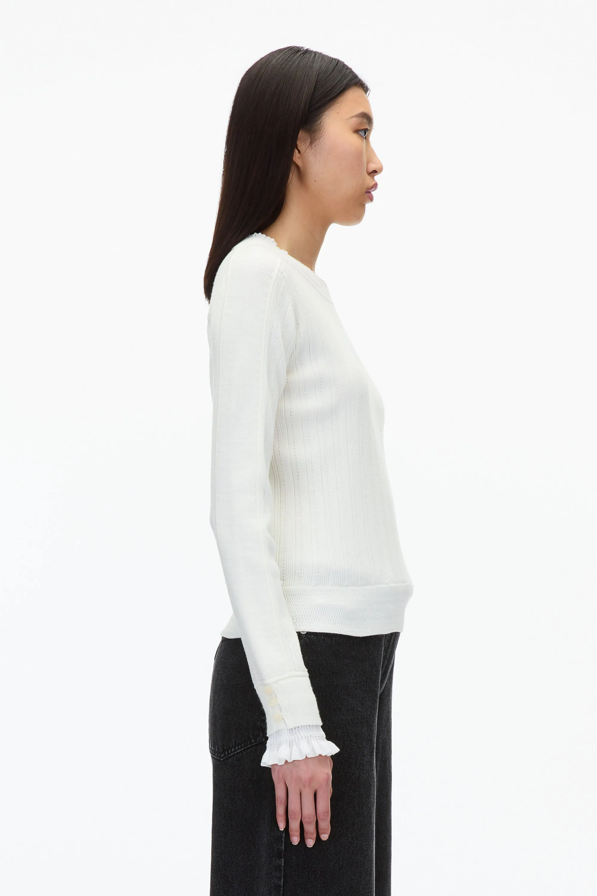 Draped Boatneck Long Sleeve Tee