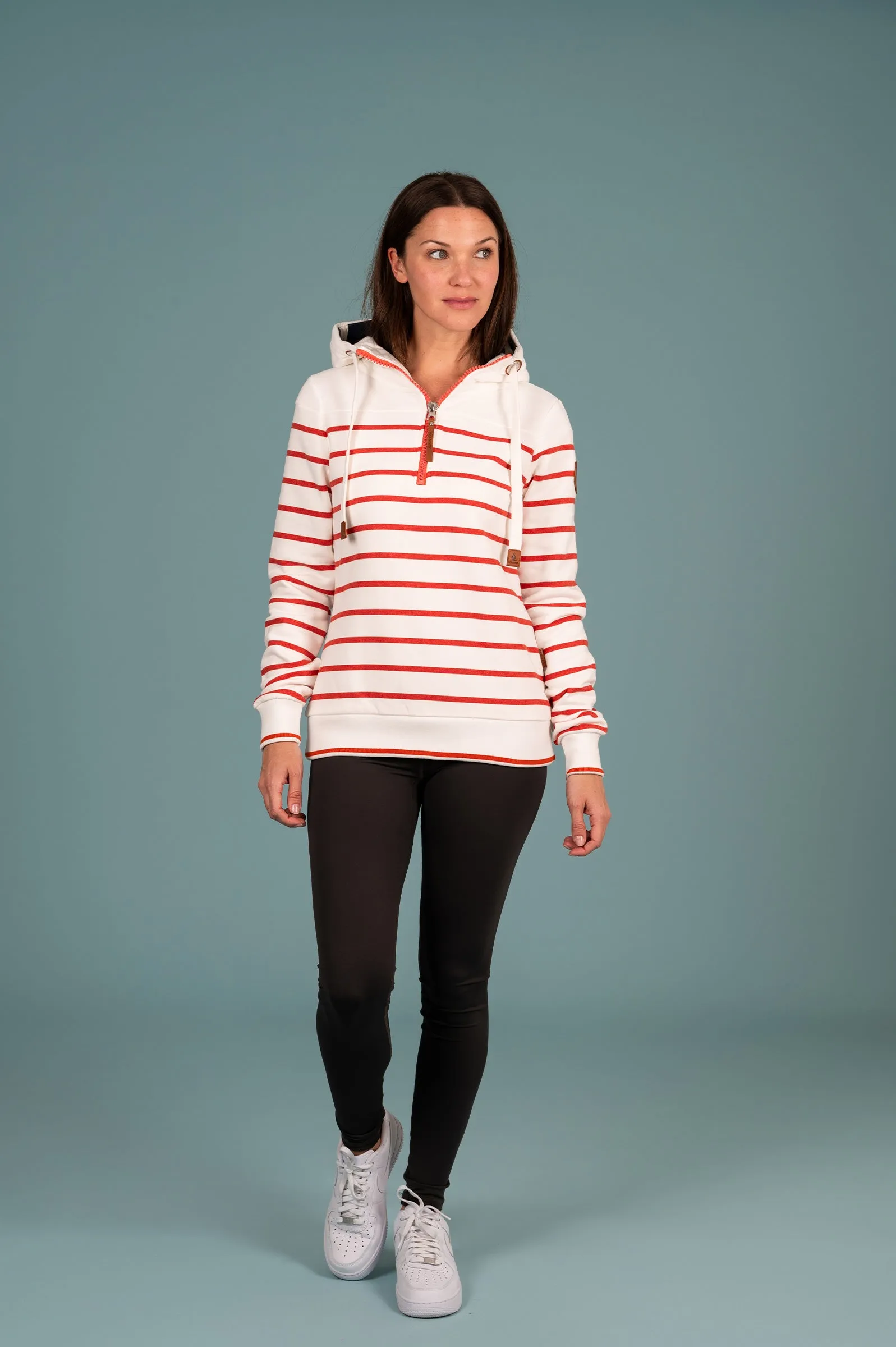 Edwina Sanguine Stripe Hoodie Ivory