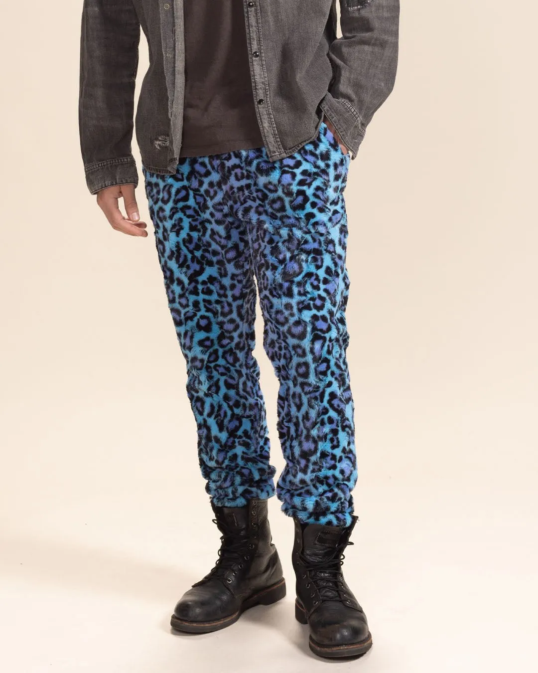 Electric Blue Lynx Collector Edition Ultra Soft Faux Fur Sweatpants | Men's