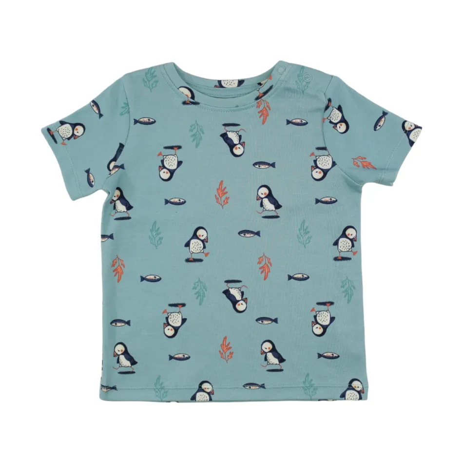 Elegant Kids 2 Pc Cotton Dungaree And T-Shirt Set - Penguin