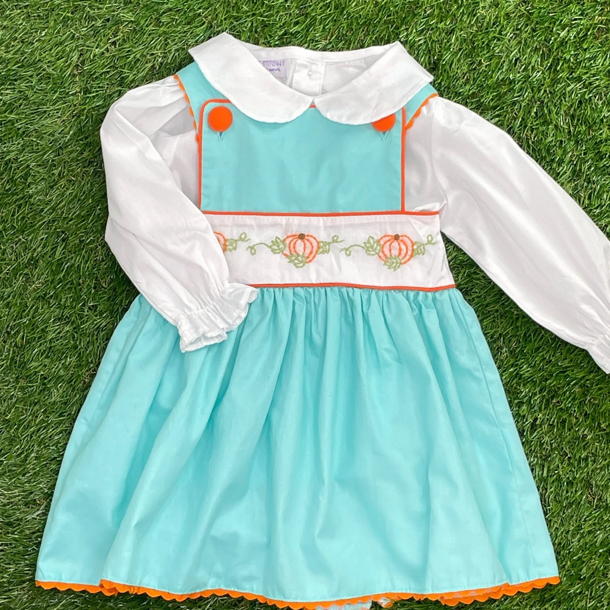 Embroidered Pumpkin Apron Dress