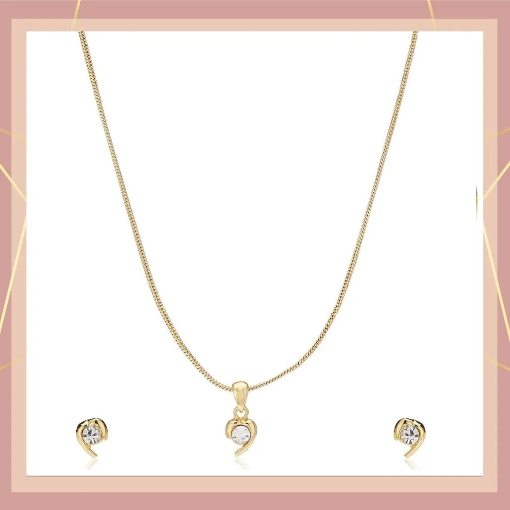 Estele - 24 KT Gold plated Pendant Set with American Diamonds for Women